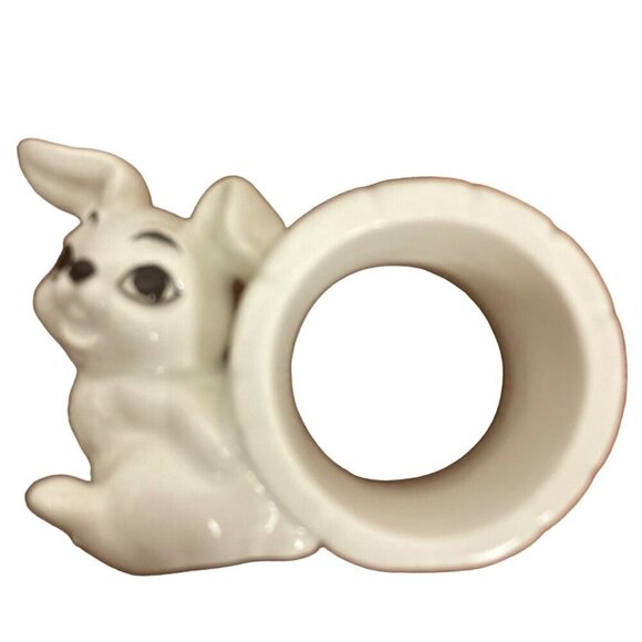 Schmid Bros Animal Napkin Rings Set Of 6 White Ceramic Raccoon Owl Mouse in Box - Picture 8 of 14